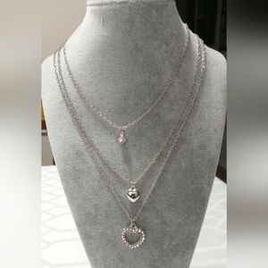 Elegant Silver Layered Necklace Set